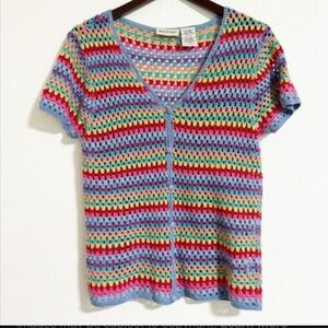 Vintage Y2k  Colorful Crochet rainbow stripe top